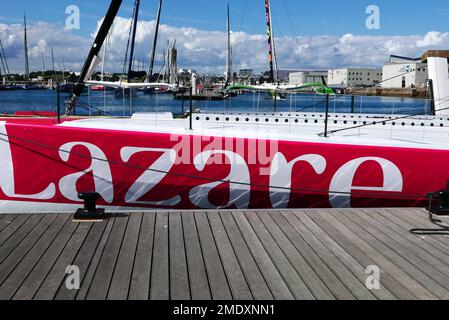 Lorient, Lazare IMOCA, La Base, Keroman Submarine Base, Morbihan, Bretagne, Bretagne, Frankreich, Europa Stockfoto