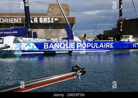 Lorient, Maxi Banque Populaire, La Base, Keroman Submarine Base, Morbihan, Bretagne, Bretagne, Frankreich, Europa Stockfoto