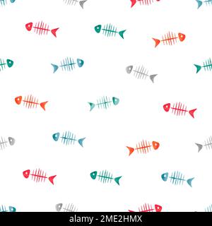 Wasserfarbenes Fischknochen-Nahtmuster. Vektorhintergrund. Stock Vektor