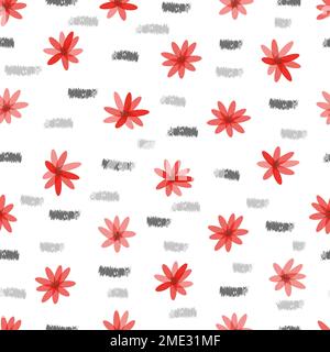 Abstrakter Blumenvektorhintergrund. Nahtloses Muster mit zarten roten Blumen. Stock Vektor