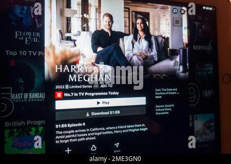 Harry und Meghan Dokumentarfilm auf Netflix Stockfoto