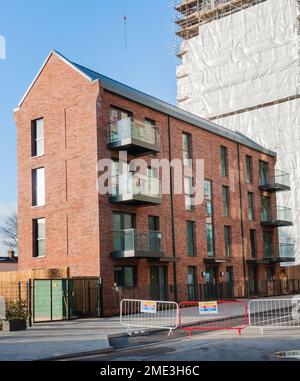 Bridgman House. Upton Gardens Neugestaltung des alten West Ham United Football Stadium in East London, Green Street Stockfoto