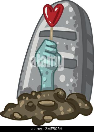 Gruseliger Valentinstagsklipart, gruseliger Valentinstagsklicker, Pastel Goth Digitalaufkleber, alternativer Valentinstagsvektor EPS10 Stock Vektor