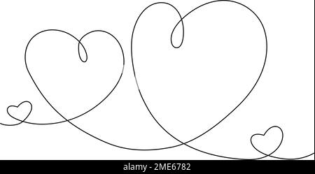 Ein Zeichen der Liebe, zwei handgezeichnete Herzen. Einen schönen Valentinstag. Design für Karten, Poster, Broschüren. Isolieren. Aufkleber. Geeignet für Buchstaben, Banner, Begrüßungen, Einladungen oder Etiketten. EPS Stock Vektor