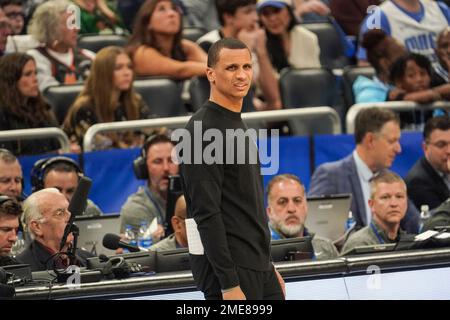 Orlando, Florida, USA, 23. Januar 2023, Boston Celtics Head Coach Joe Mazzulla im Amway Center. (Foto: Marty Jean-Louis) Kredit: Marty Jean-Louis/Alamy Live News Stockfoto