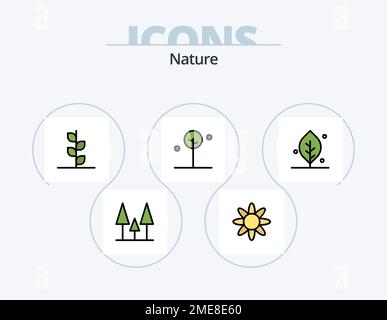 Nature Line Filled Icon Pack 5 Icon Design. Pflanze. Wüste. Die Natur. Kaktus. Globus Stock Vektor