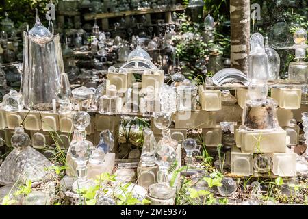 Glasskulpturen im magischen Dreamwoods Park, versteckt in den Hügeln der Toskana, entworfen von der deutschen Künstlerin Deva Manfredo (Manfred Fluke), Italien. Stockfoto