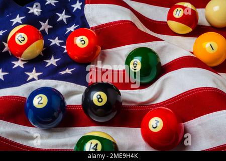 Amerikanische Flagge Mit Billardbällen Stockfoto