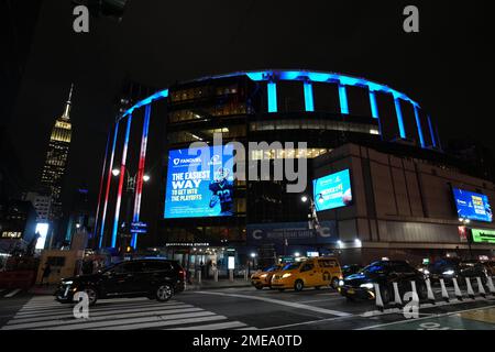 Ein allgemeiner Überblick über den Madison Square Garden und das Empire State Building, Montag, 23. Januar 2023, in New York City. Stockfoto