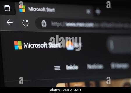 New york, USA - 23. Januar 2022: Microsoft EDGE Startseite auf dem Computerbildschirm Nahansicht Hintergrund Stockfoto