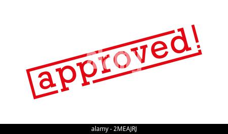 Zugelassener roter quadratischer Gummidichtungsstempel für Grunge. Flache Vektordarstellung isoliert auf weißem Hintergrund. Stock Vektor