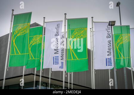 Fahnen, Messe, Internationale Grüne Woche, Messegelände, Charlottenburg, Berlin, Deutschland Stockfoto