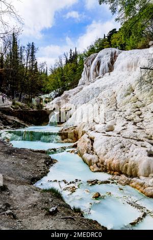 Bagni di San Filippo, heiße Quellen in der Toskana, Italien. Stockfoto