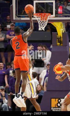 Baton Rouge, USA. 18. Januar 2023. Während eines College-Basketballspiels im Pete Maravich Assembly Center in Baton Rouge, Louisiana, am Mittwoch, den 18. Januar 2022. (Foto: Peter G. Forest/Sipa USA) Kredit: SIPA USA/Alamy Live News Stockfoto