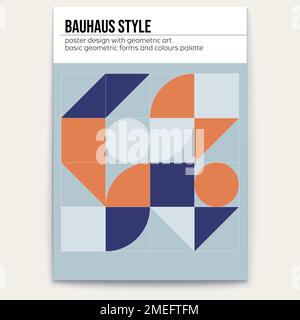 Abstraktes Retro-Muster. Grundformen Kreise, Quadrate, Dreiecke. Bauhaus-Stil. Abdeckungsdesign. Poster-Vektorvorlage Stock Vektor