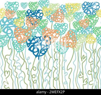Linienkunst des Herzens mit nahtlosem Hintergrund. Stockfoto