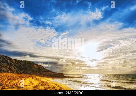 Sonnenaufgang über Winkipop von Bells Beach, Torquay, Great Ocean Road, Victoria, Australien Stockfoto