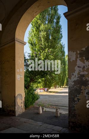 Stupinigi, Turin, Italien - 05. Juli 2022: Jagdhütte Stupinigi: Außerhalb der Sommerresidenz des Königs und der Königin von Savoyen in der Zeit, in der die Stockfoto