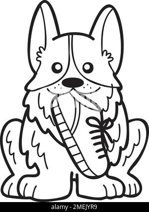 Handgezogene Corgi Dog-Schuhe im Doodle-Stil, isoliert auf dem Hintergrund Stock Vektor