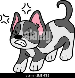 Handgezeichnete französische Bulldoggen-Illustration im Doodle-Stil isoliert im Hintergrund Stock Vektor