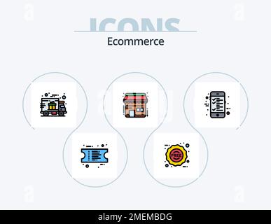 E-Commerce Line Filled Symbolpaket 5 Symboldesign. Versand. Lieferung. e-commerce. Fahrkarte. e-commerce Stock Vektor