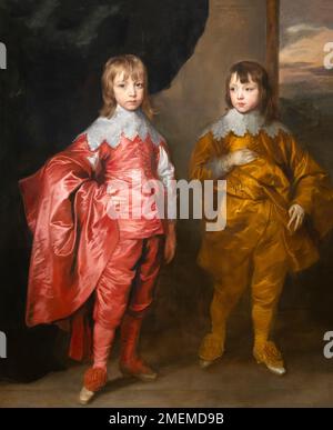 George Villiers, 2. Herzog von Buckingham und Lord Francis Villiers, Anthony van Dyck, 1635, Stockfoto