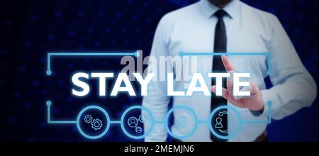 Konzeptionelle Beschriftung Verspätung. Konzeptfoto Eine Routine, bei der eine Person an einen Ort außerhalb der Zeit geht Stockfoto