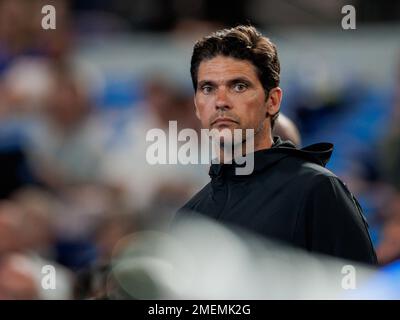 Melbourne Park 24/1/2023. Mark PHILIPPOUSSIS (AUS) jubelt Stefanos TSITSIPAS (GRE) während des Quarterfinals bei den Australian Open 2023 an. Corleve/Alamy Live News Stockfoto