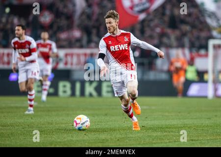 Köln, RheinEnergieStadion, 21.01.23: Florian Kainz 1. FC Köln am Ball beim 1. Bundesliga Spiel 1. FC Köln gegen Werder Bremen. Foto: pressefoto Mika Volkm Stockfoto