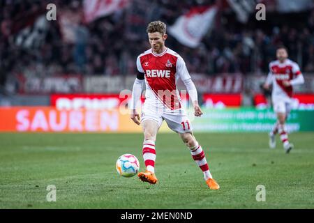 Köln, RheinEnergieStadion, 21.01.23: Florian Kainz 1. FC Köln am Ball beim 1. Bundesliga Spiel 1. FC Köln gegen Werder Bremen. Foto: pressefoto Mika Volkm Stockfoto