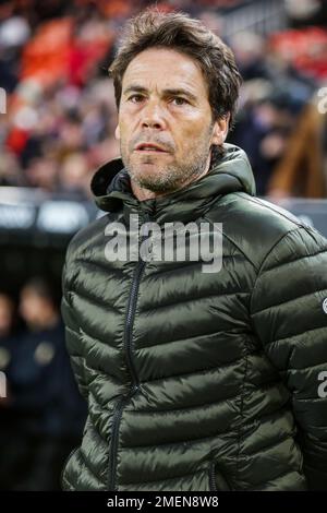 Joan Francesc Ferrer 'Rubi', Cheftrainer von Almeria während des Fußballspiels der spanischen Meisterschaft La Liga zwischen Valencia CF und UD Almeria am 23. Januar 2023 im Mestalla-Stadion in Valencia, Spanien - Foto: Ivan Terron/DPPI/LiveMedia Stockfoto