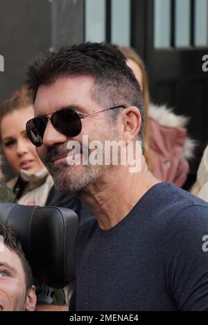 Richter Simon Cowell kommt zu den Briten-Got-Talent-Vorsprechen, die im London Palladium, Soho, in London stattfinden. Foto: Dienstag, 24. Januar 2023. Stockfoto
