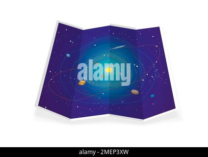 Abbildung: Karte des Sonnensystems Stockfoto