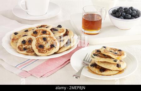 Amerikanische Blaubeerpfannkuchen Stockfoto