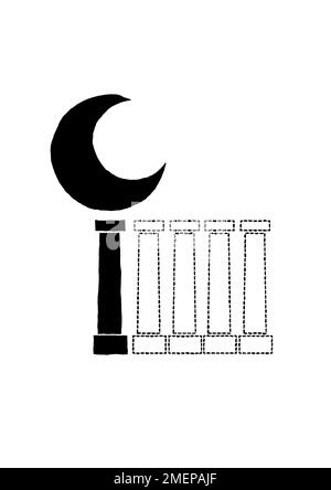Die Abbildung zeigt die fünf Säulen des Islam, die Shahada. Stockfoto