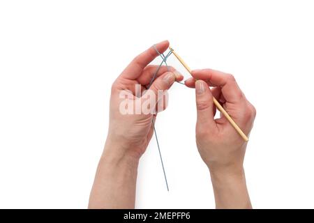 Die "Pinhole Cast-on"-Stricktechnik Stockfoto