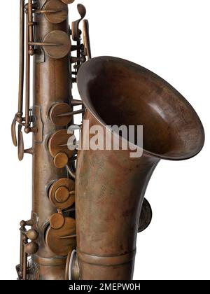 E flaches Alto-Saxophon, hergestellt von Adolphe Sax, Paris, Frankreich, ca. 1859 Stockfoto