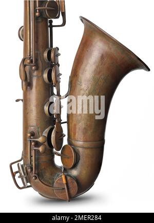 E flaches Alto-Saxophon, hergestellt von Adolphe Sax, Paris, Frankreich, ca. 1859 Stockfoto