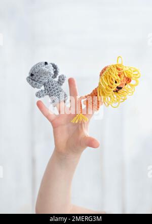 Gestrickte Fingerpuppen Stockfoto