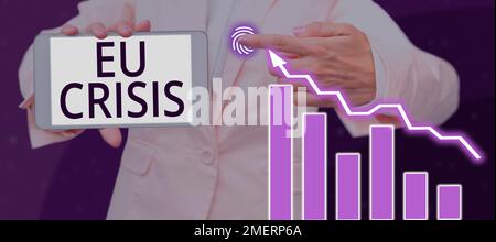 Text, der Inspiration für die EU-Krise gibt. Ein Wort über den Staat der Eurozone, der nicht in der Lage ist, seine Staatsschulden zurückzuzahlen oder zu refinanzieren Stockfoto