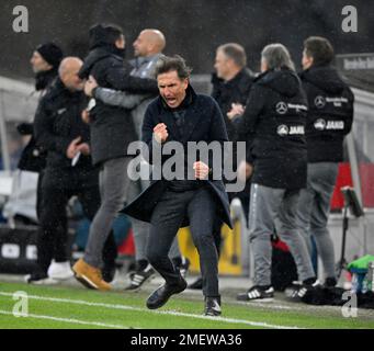 Torfest für Coach Bruno Labbadia VfB Stuttgart, Mercedes-Benz Arena, Stuttgart, Baden-Württemberg Stockfoto