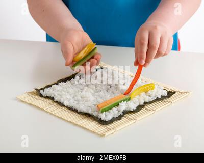 Schritte für Sushi, Schritt 7 Stockfoto