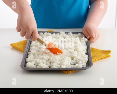 Schritte für Sushi, Schritt 6 Stockfoto