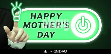 Text zeigt Inspiration Happy Mother's Day (alles gute zum Muttertag). Konzeptbedeutung gefeiert zu Ehren des Einflusses der Mutterschaft in der Gesellschaft Stockfoto