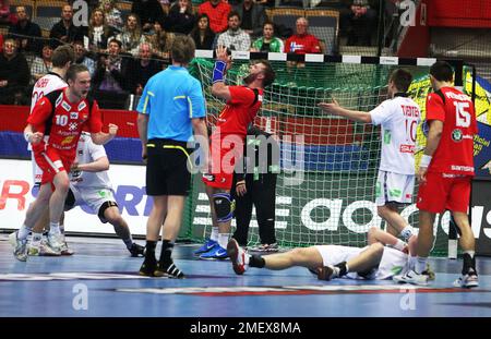 Die Handballweltmeisterschaft 2011 für Männer, Cloetta Center, Linköping, Schweden. Island gegen Norwegen. Foto: Jeppe Gustafsson Stockfoto