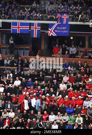 Die Handballweltmeisterschaft 2011 für Männer, Cloetta Center, Linköping, Schweden. Island gegen Norwegen. Im Bild: Fans während des Spiels. Foto: Jeppe Gustafsson Stockfoto