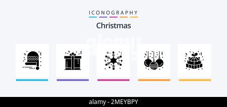 Weihnachts-Glyphe 5 Icon Pack inklusive Geschenkpaket. Geschenk. Schnee. ostergeschenk. Dekoration. Kreatives Symboldesign Stock Vektor