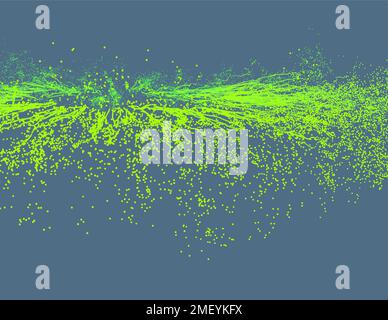 Explosionsansicht von Punkten. Array mit dynamisch emittierten Partikeln. 3D-Technologie. Abstrakter Hintergrund. Vektordarstellung. Stock Vektor