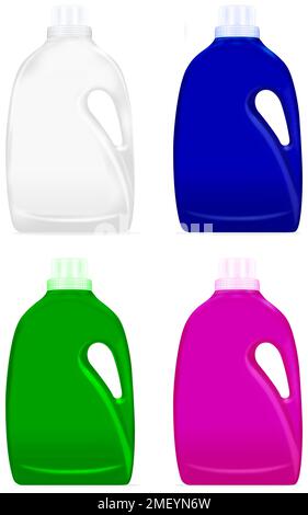 Ilustración de botellas para limpiadores o detergentes aislados Stockfoto