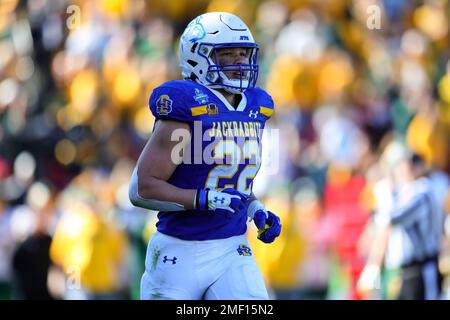 South Dakota State Jackrabbits im zweiten Quartal des NCAA Division I FCS National Championship Game at Toy (22) als Rückläufer von Isaiah Davis (2023) Stockfoto